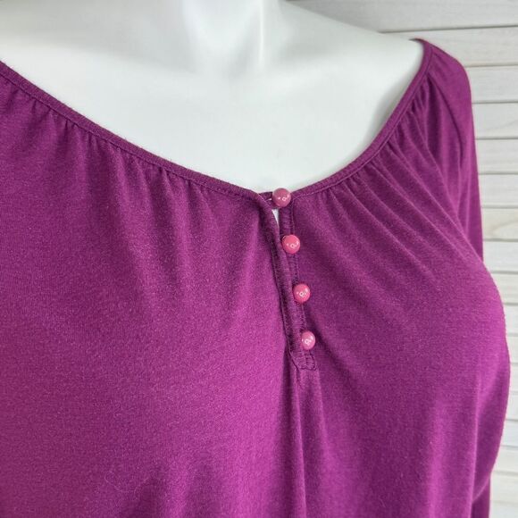Old Navy Button V Neck Knit Top Shirt Purple Large - Picture 5 of 12